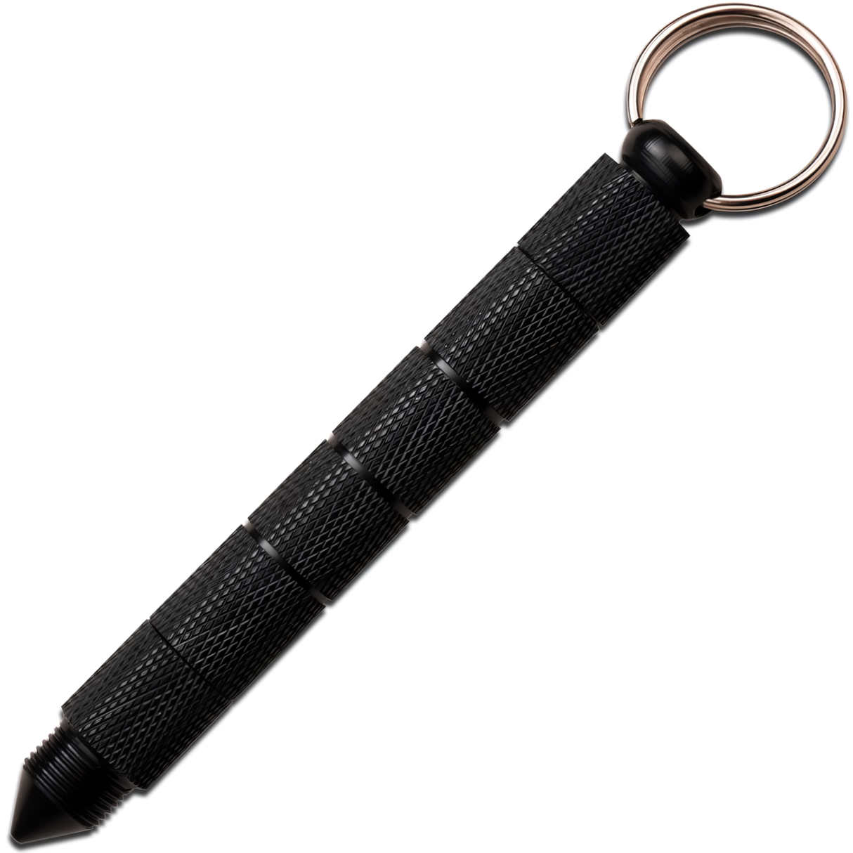 2.5 inch Black Weapontek Tactical Keychain Kubotan Concealed Serrated Knife