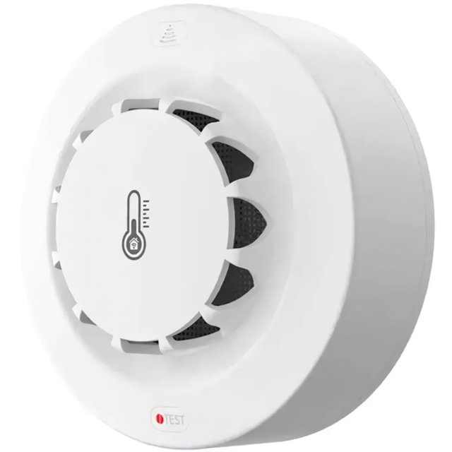 A white Crow Alert Smart WiFi Smoke & Temperature Detector Alarm 80dB