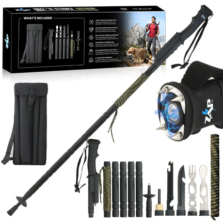 ZAP Tactical Hike 'n Strike 18-in-1 Survival Kit LED Stun Gun Stick 950K