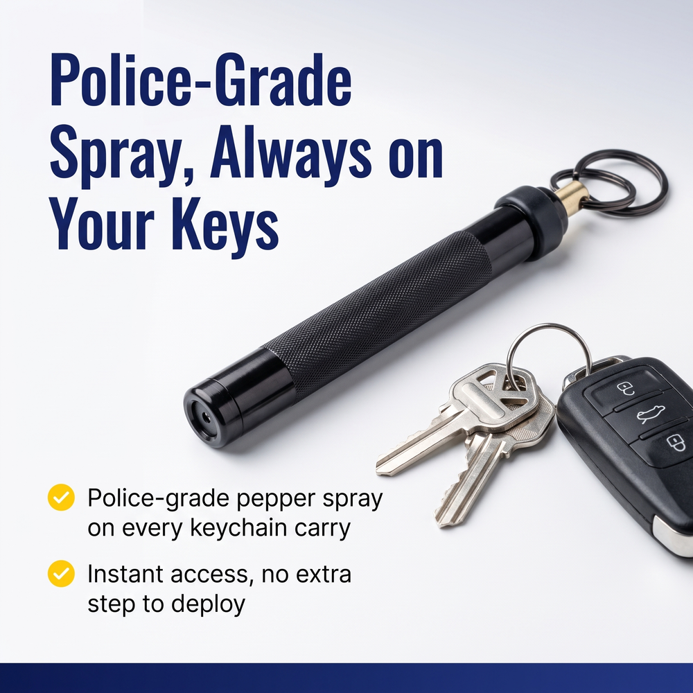 asp®-key-defender-keychain-pepper-spray-baton-black Police-Grade Spray, Always on Your Keys