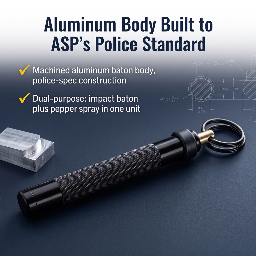 asp®-key-defender-keychain-pepper-spray-baton-black Aluminum Body Built to ASP's Police Standard