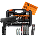 complete black byrna cl-xl kit with carrying case, instruction manual and kinetic projectiles