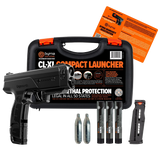 complete black byrna cl-xl kit with carrying case, instruction manual and kinetic projectiles