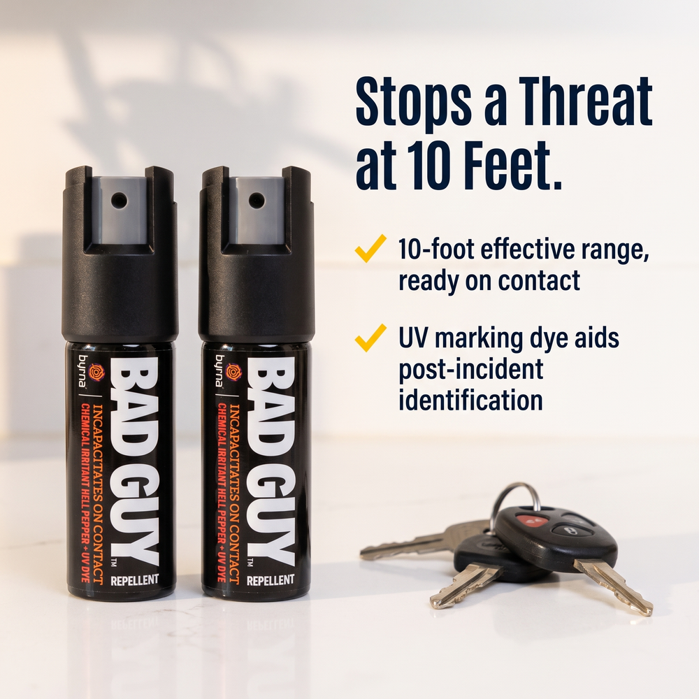 byrna®-bgr-hell-pepper-spray-w-uv-marking-dye-1-2-oz-2-pack Stops a Threat at 10 Feet