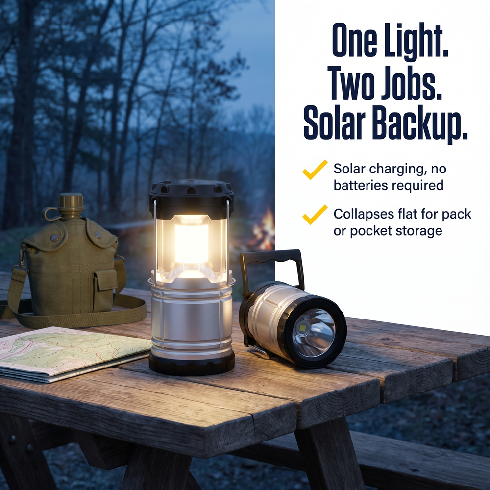 copy-of-rothco®-pop-up-solar-powered-lantern-usb-charger One Light. Two Jobs. Solar Backup.