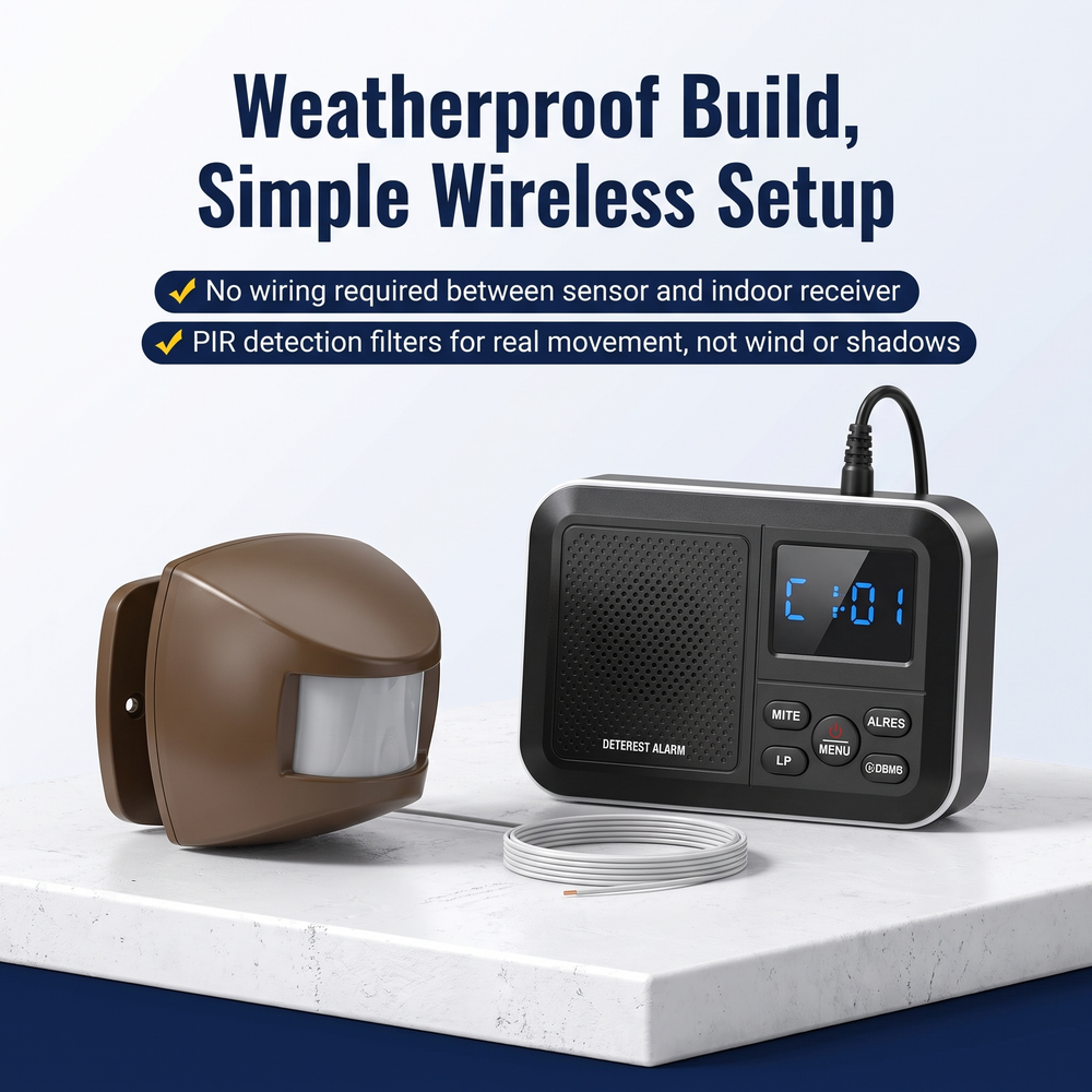 crow-alert™-wireless-outdoor-motion-detector-driveway-alarm-system-brown Weatherproof Build, Simple Wireless Setup