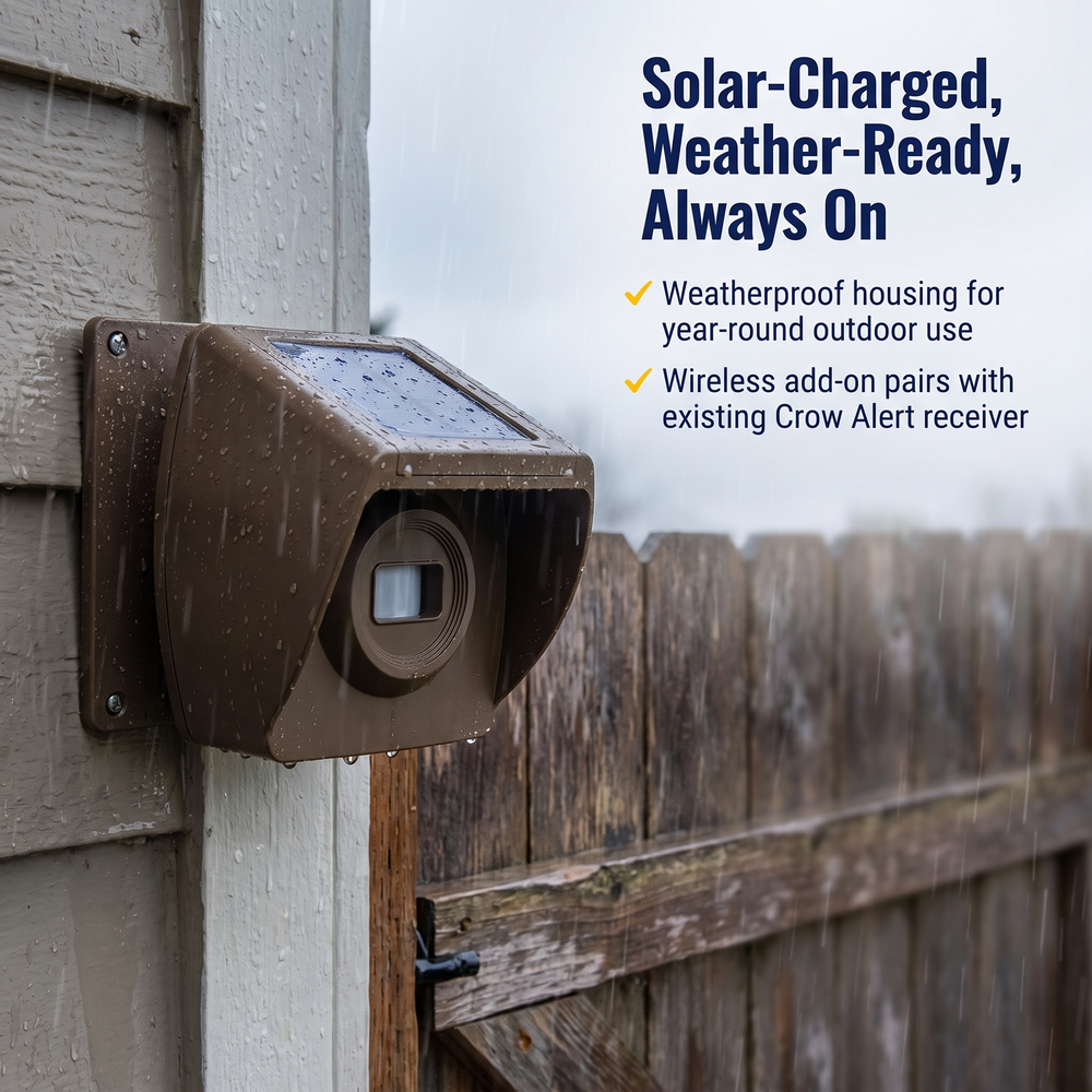 crow-alert™-add-on-wireless-outdoor-motion-sensor-transmitter-brown Solar-Charged, Weather-Ready, Always On