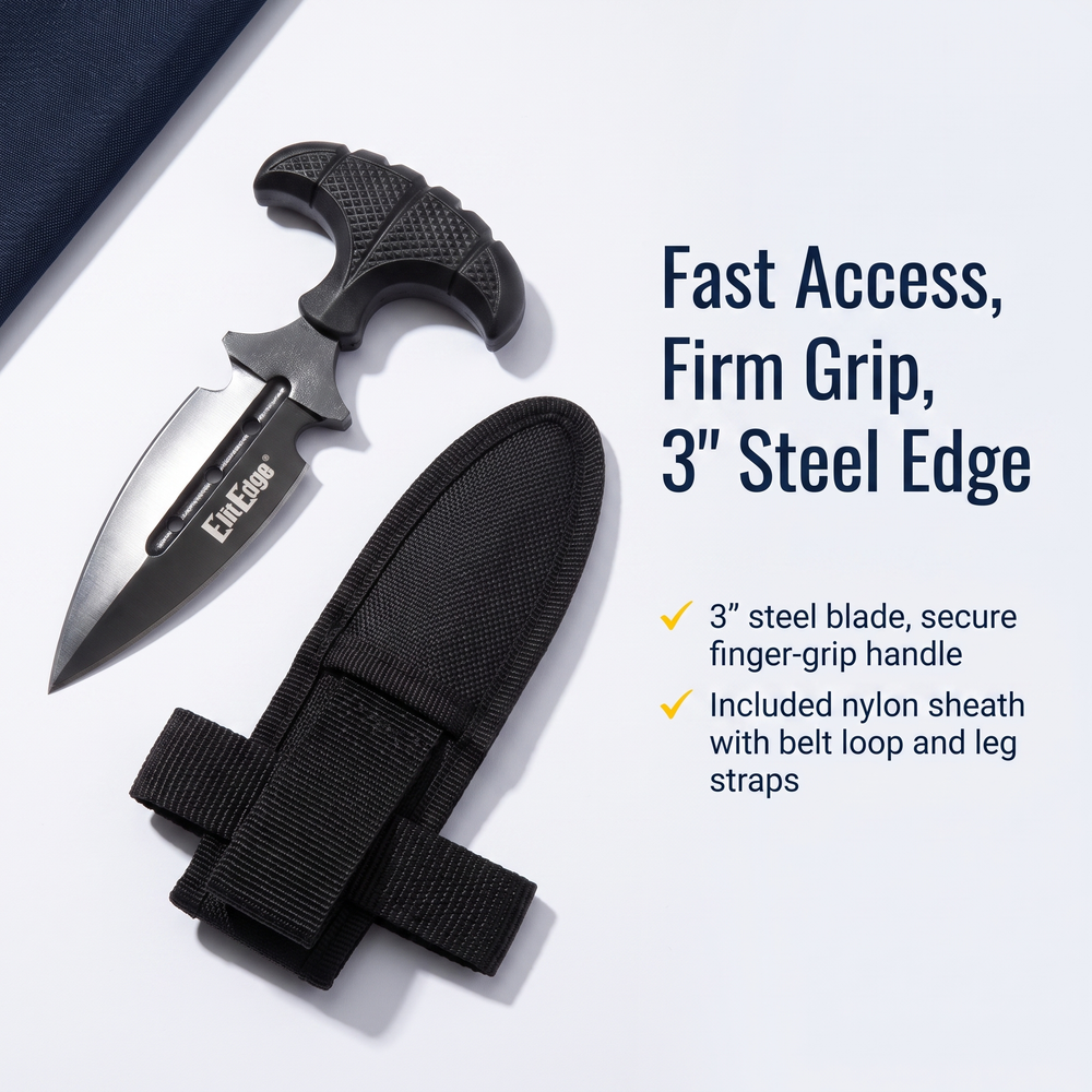 elitedge®-steel-push-dagger-knife-3-black-w-nylon-sheath Fast Access, Firm Grip, 3" Steel Edge