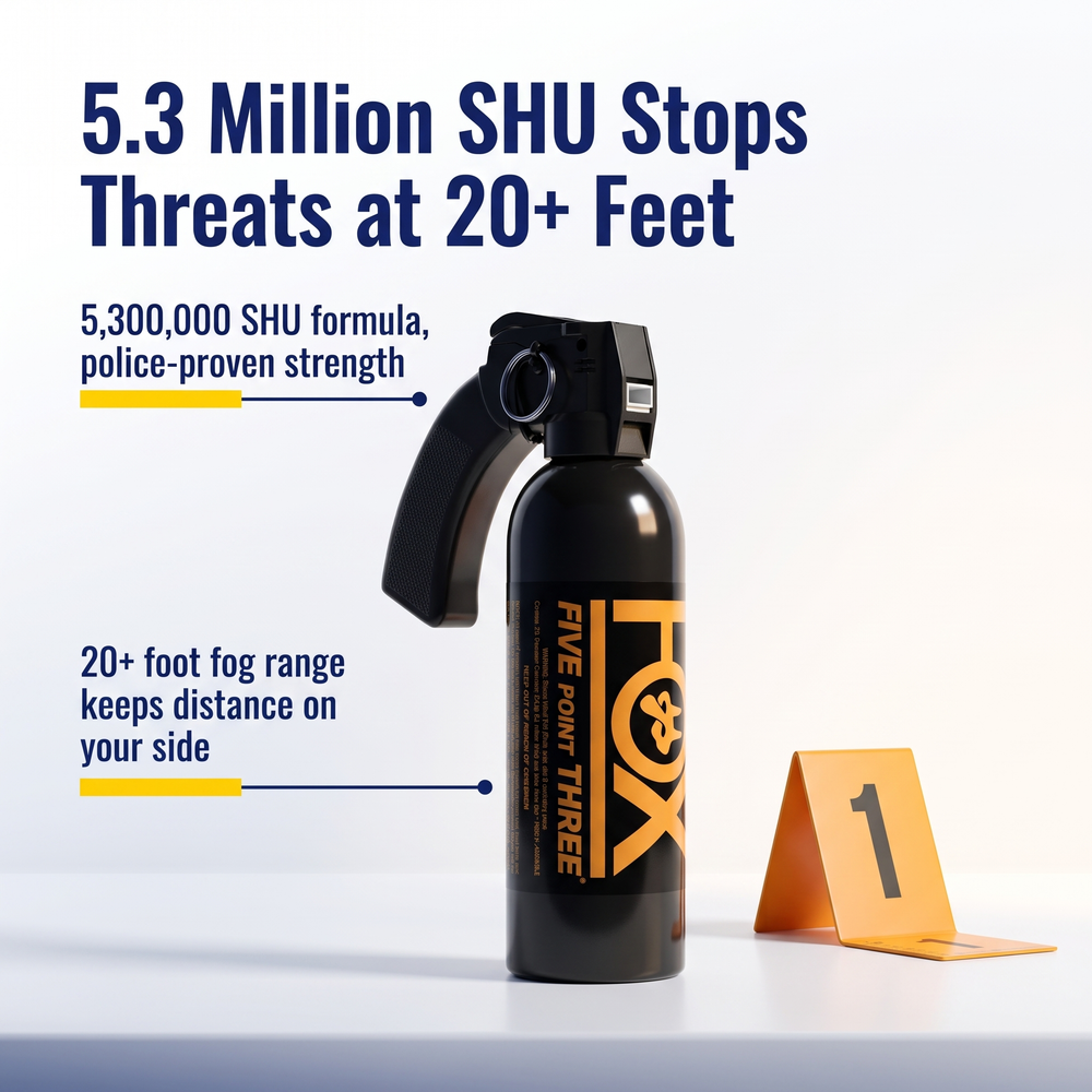 fox-labs-53m-shu-pistol-grip-police-pepper-spray-1-lb-fog 5.3 Million SHU Stops Threats at 20+ Feet