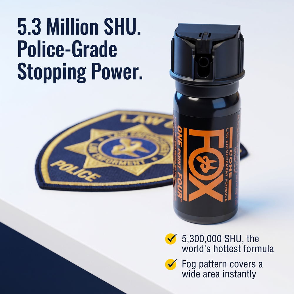 fox-labs®-one-point-four®-police-pepper-spray-2-oz-fog-1 5.3 Million SHU. Police-Grade Stopping Power.