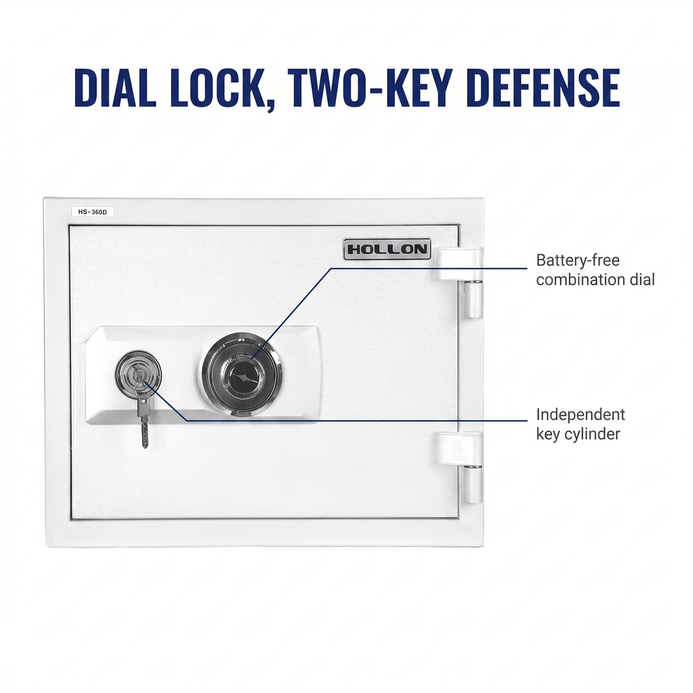 hollon-360d-fireproof-combination-dial-home-safe Steel Body, Dial Lock, Two-Key Defense