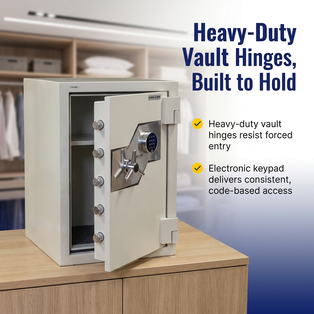 hollon-845e-fire-burglary-rated-keypad-lock-safe Heavy-Duty Vault Hinges, Built to Hold