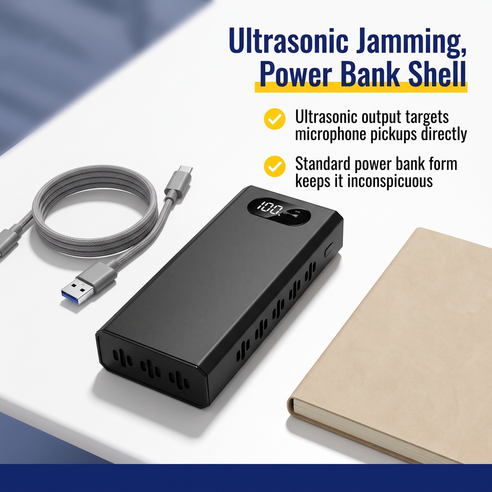 kjb-security©-power-bank-charger-small-room-anti-recorder Ultrasonic Jamming, Power Bank Shell
