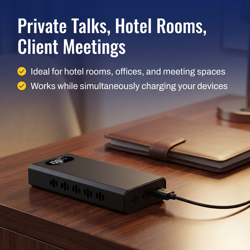 kjb-security©-power-bank-charger-small-room-anti-recorder Private Talks, Hotel Rooms, Client Meetings