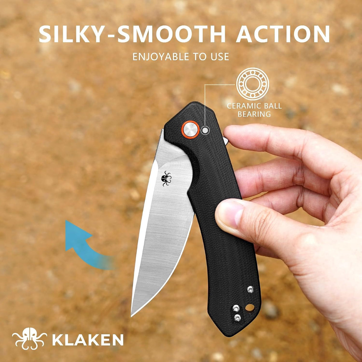 Klaken J146 Ridge D2 Steel Ball-Bearing Knife with G10 Handle