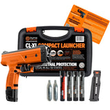 complete orange byrna cl-xl kit with carrying case, instruction manual and kinetic projectiles
