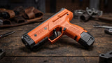 orange byrna cl-xl projectile launcher laying on table