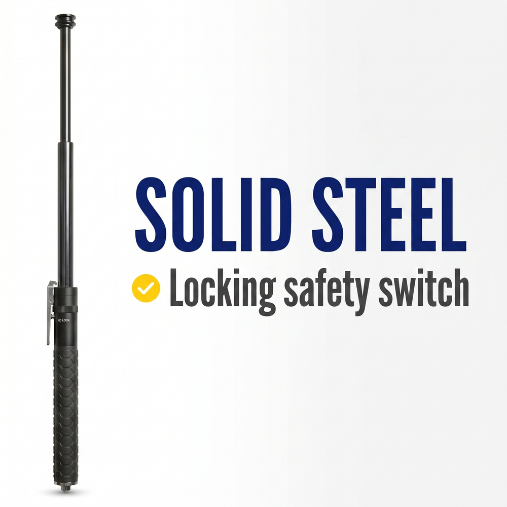 police-force-black-steel-automatic-expandable-baton-21 Solid Steel Built to Perform Under Pressure