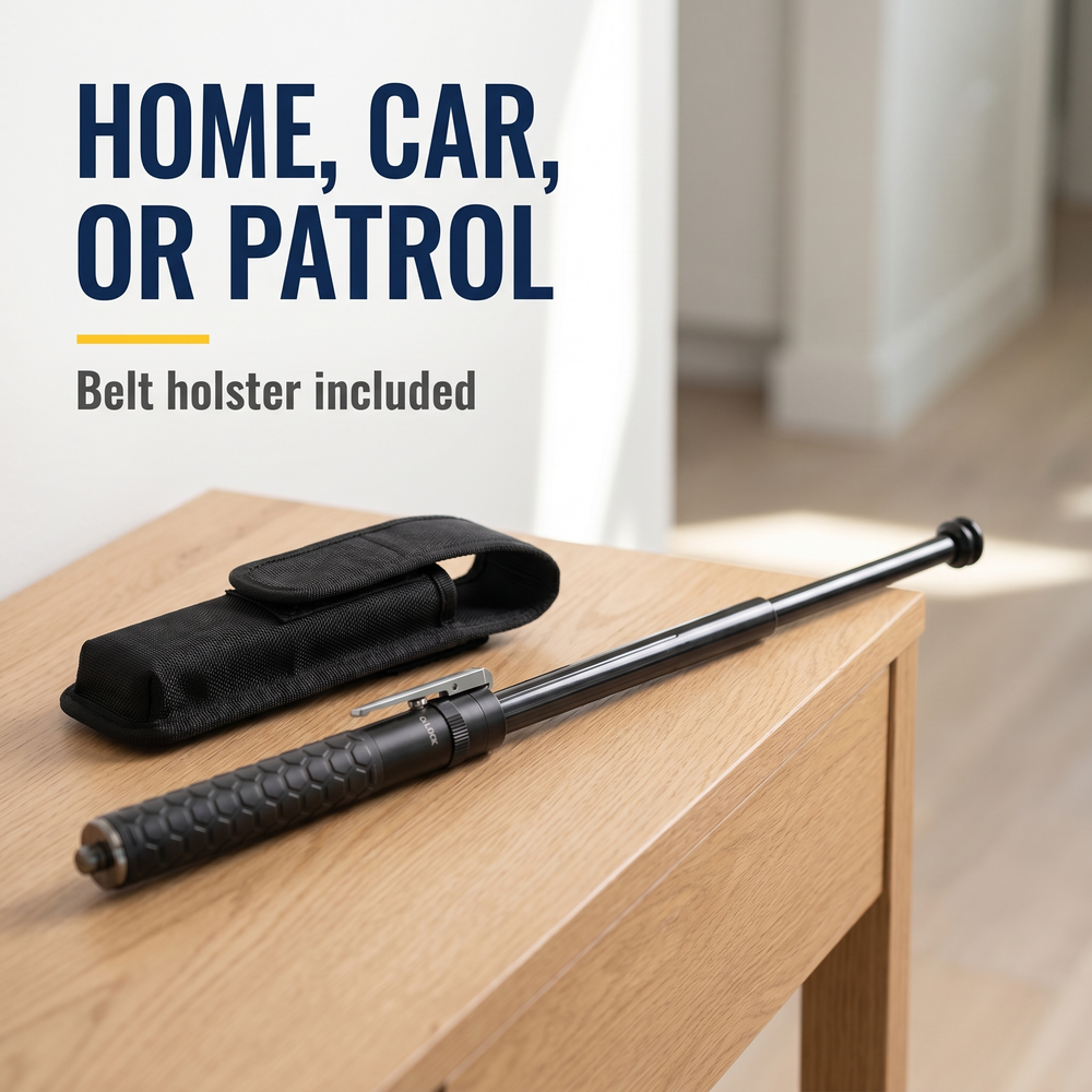 police-force-black-steel-automatic-expandable-baton-21 Ready at Home, in the Car, or on Patrol