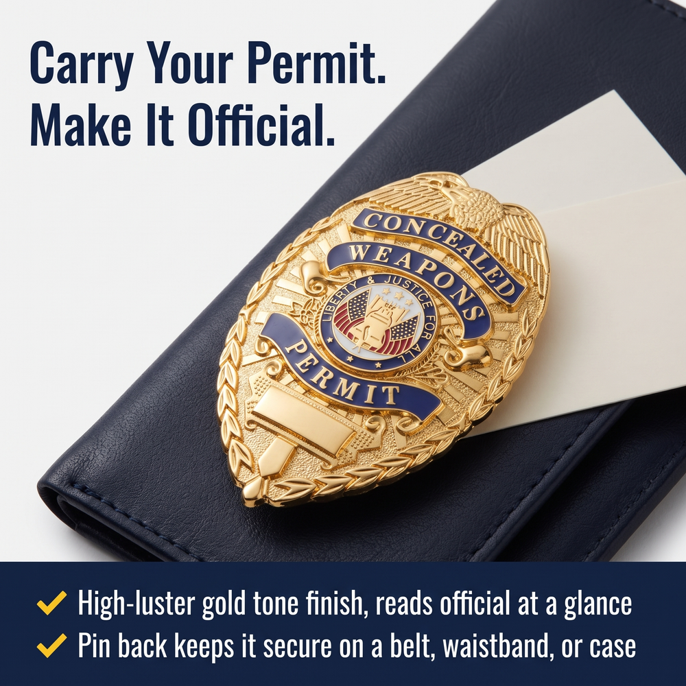 rothco-concealed-weapons-permit-badge-gold Carry Your Permit. Make It Official.