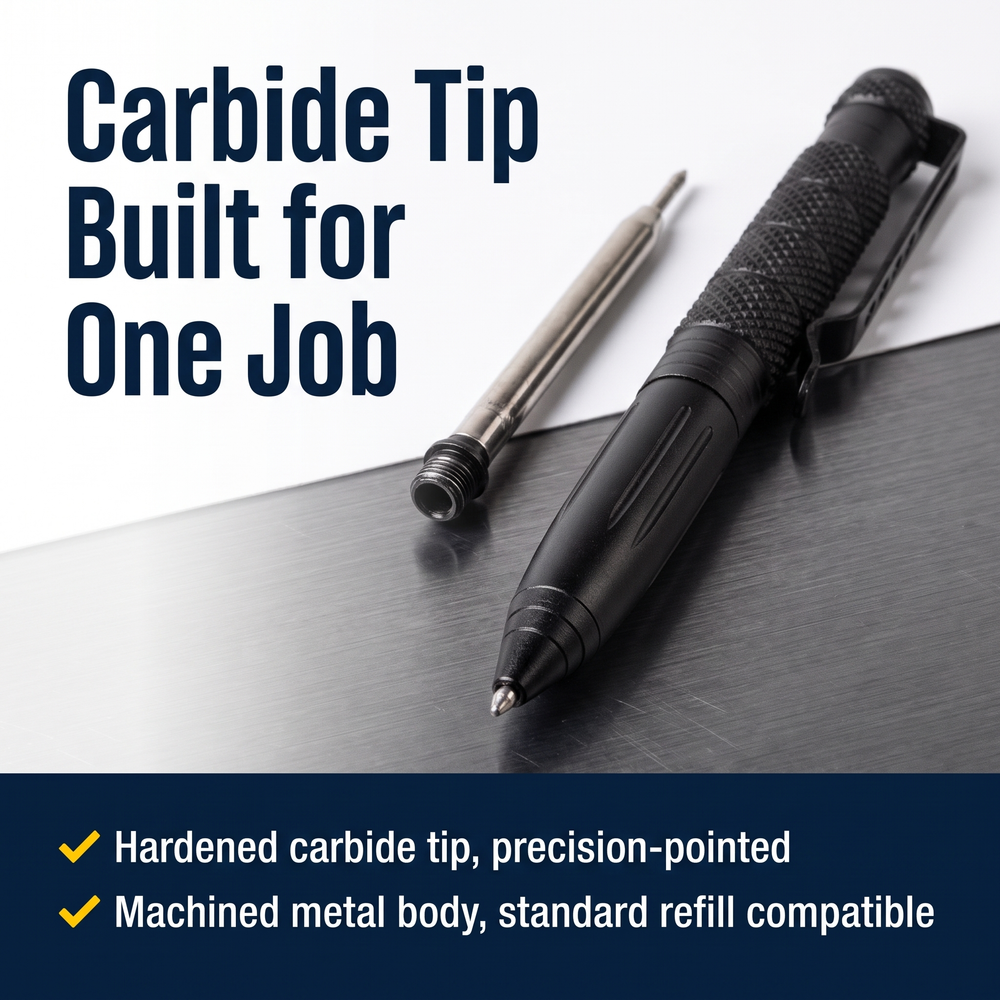 safety-tech-glass-breaker-carbide-tip-refillable-tactical-pen Carbide Tip Built for One Job