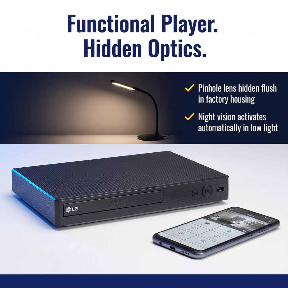 spywfi-blu-ray-player-night-vision-spy-camera-4k-uhd-wifi Functional Player. Hidden Optics.
