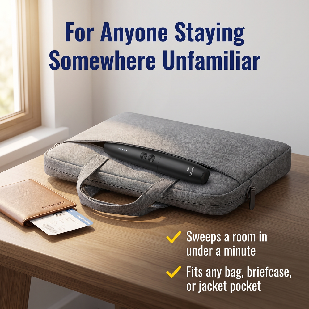 spywfi™-mini-pen-rechargeable-hidden-camera-wireless-signal-bug-detector For Anyone Staying Somewhere Unfamiliar