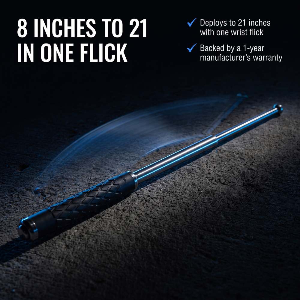 streetwise-21-expandable-solid-steel-baton 8 Inches to 21 in One Flick