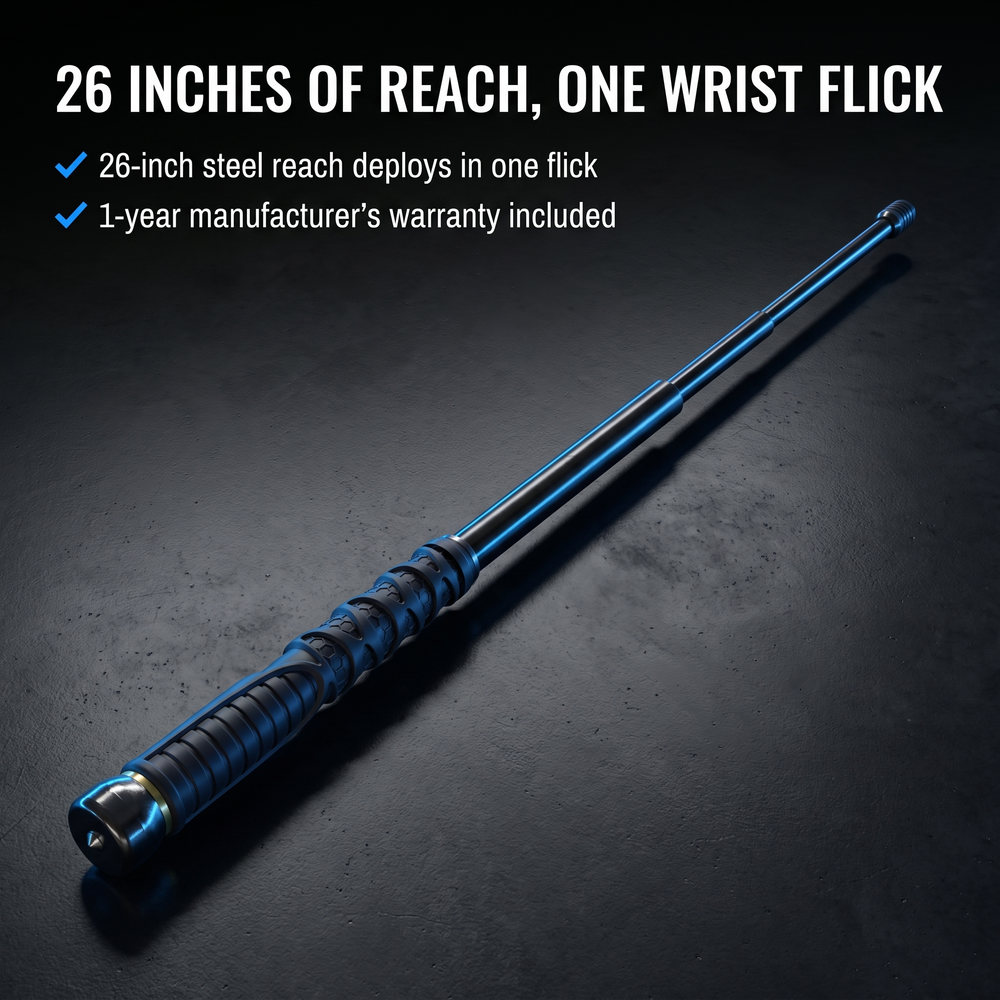 streetwise™-dark-knight-expandable-solid-steel-baton-26 26 Inches of Reach, One Wrist Flick