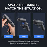 Streetwise Double Defender showing removable interchangeable barrel system for switching defense options