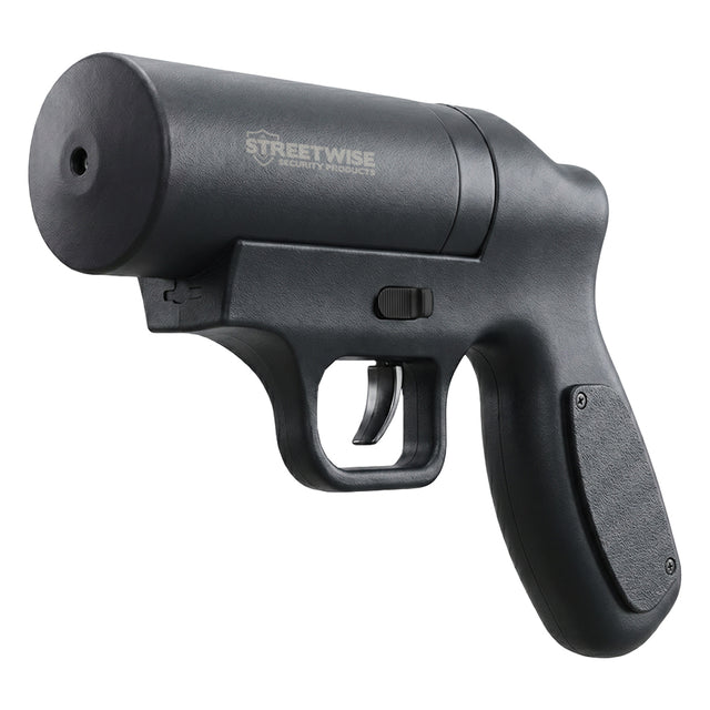 Streetwise Double Defender interchangeable stun gun and pepper gel gun with black pistol-grip design
