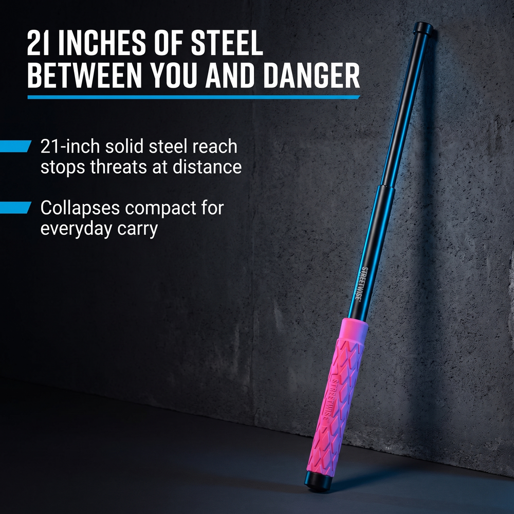 streetwise-expandable-solid-steel-baton-w-pink-holster-21 21 Inches of Steel Between You and Danger