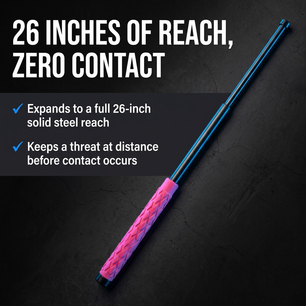 streetwise-expandable-solid-steel-baton-w-pink-holster-26 26 Inches of Reach, Zero Contact