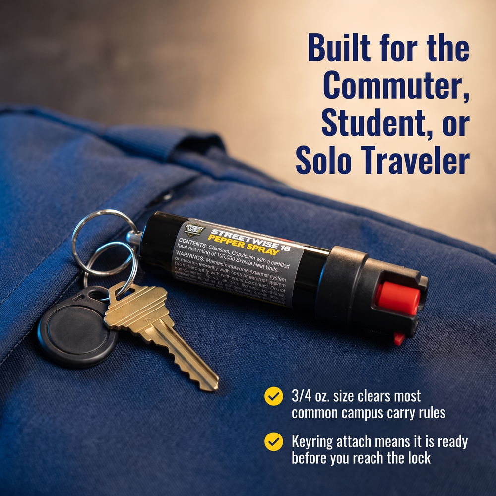 streetwise-keychain-pepper-spray-uv-marking-dye-34-oz Built for the Commuter, Student, or Solo Traveler