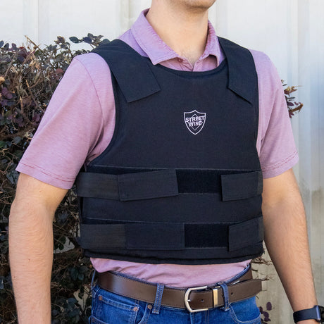 Person wearing Streetwise Level IIIA Ballistic Vest showing adjustable straps and secure front protection