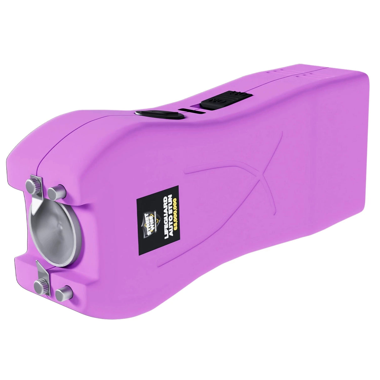 Streetwise lifeguard with auto stun technology front angle compact light purple unit with contact probes and led flashlight