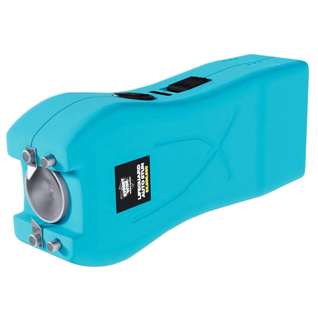 Streetwise lifeguard with auto stun technology front angle compact teal unit with contact probes and led flashlight