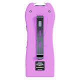 Streetwise light purple Lifeguard Auto Stun Gun back view showing belt clip attachment