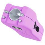 Streetwise light purple Lifeguard Auto Stun Gun front view showing contact probes and LED light