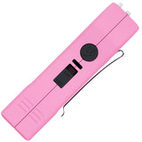 Streetwise pink Lifeguard Auto Stun Gun side profile with safety switch and clip visible