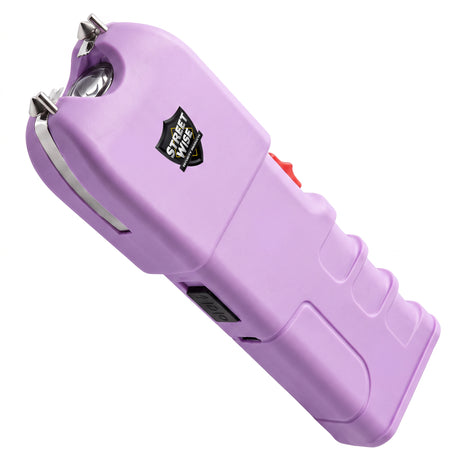Light Purple Streetwise Tap Out Auto Stun Gun with LED flashlight and ergonomic grip