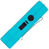 Streetwise teal Lifeguard Auto Stun Gun side profile with safety switch and clip visible