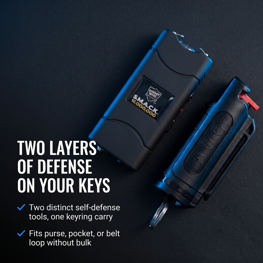 streetwise™-18-keychain-pepper-spray-stun-gun-bundle-pack-black Two Layers of Defense on Your Keys