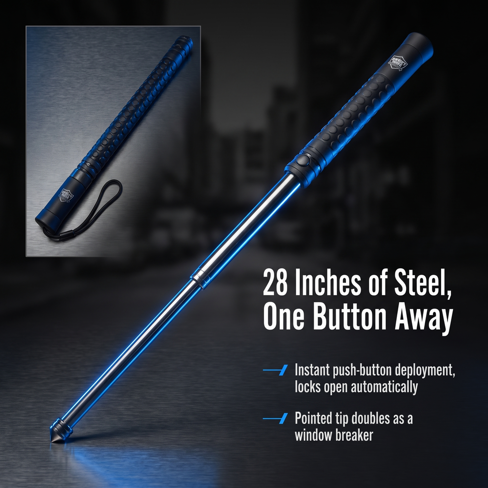 streetwise™-automatic-push-button-expandable-steel-baton-28 28 Inches of Steel, One Button Away