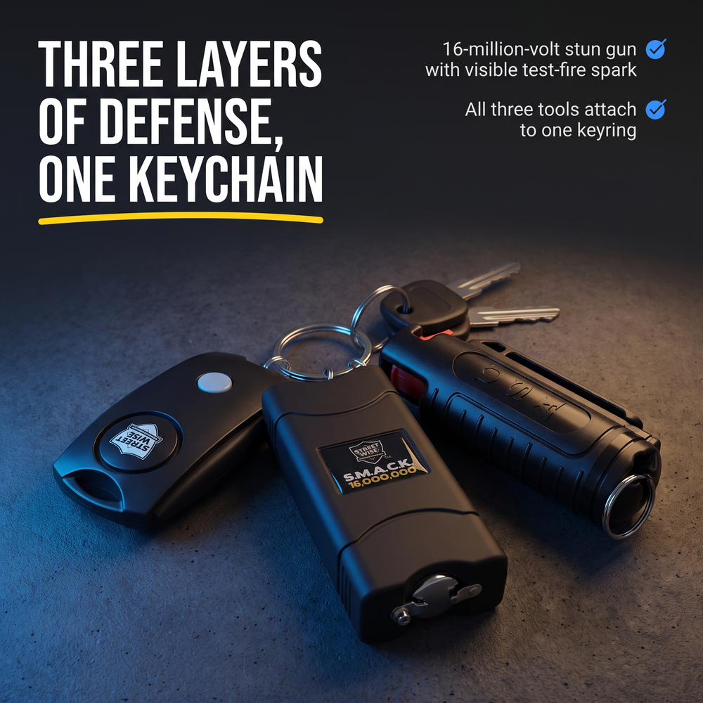 streetwise™-college-safety-self-defense-bundle-pack-black Three Layers of Defense, One Keychain