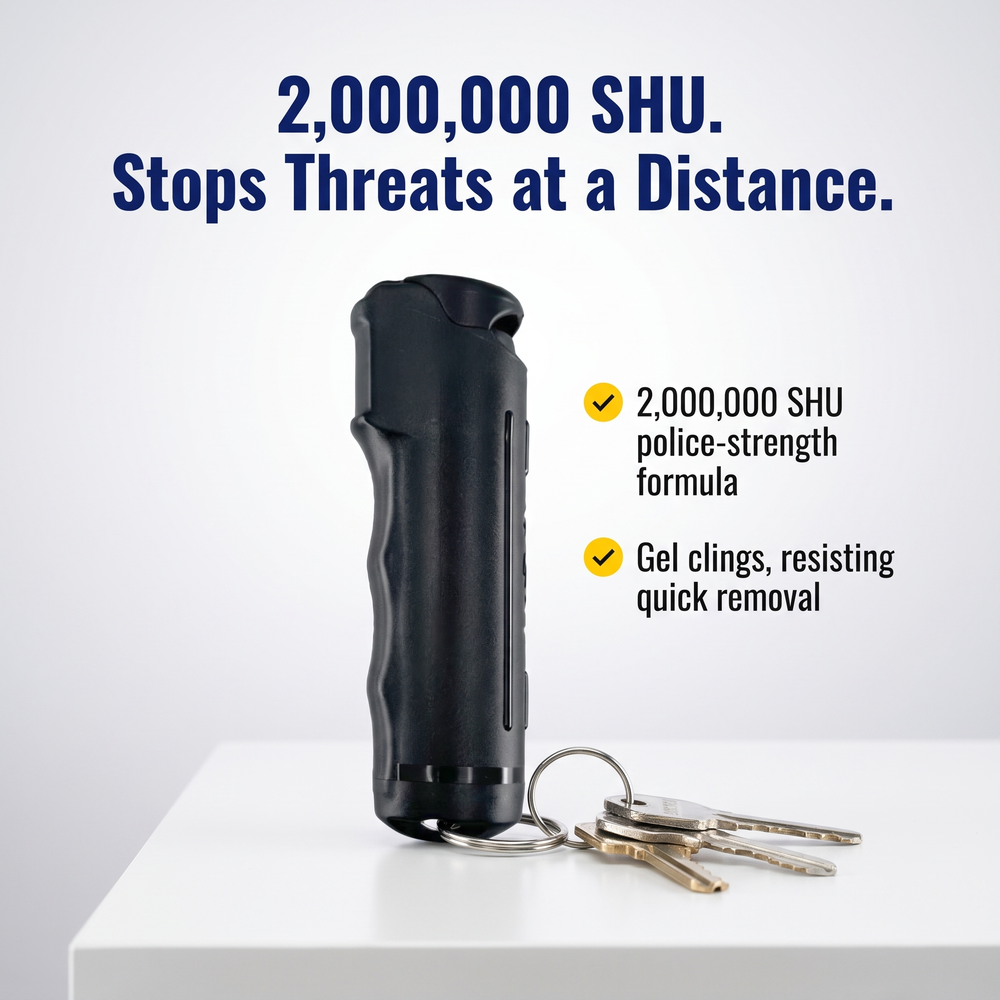 streetwise™-police-strength-sticky-gel-pepper-spray-keychain-1-2-oz 2,000,000 SHU. Stops Threats at a Distance.