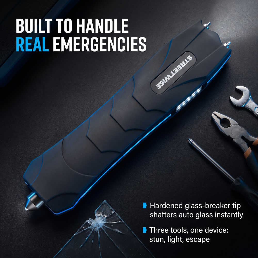 streetwise™-serpent-led-glass-breaker-stun-gun-83m-black Built to Handle Real Emergencies