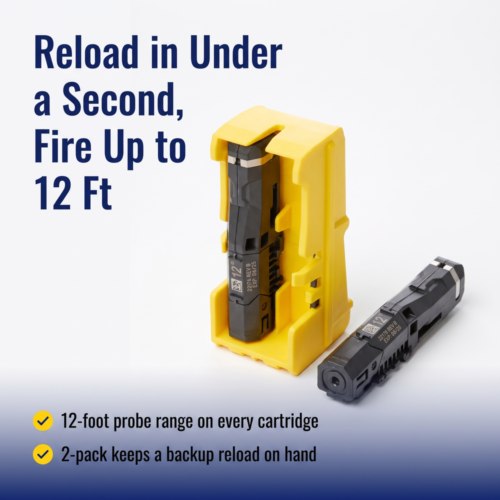 taser®-7-cq-probe-reload-air-cartridges-2-pack Reload in Under a Second, Fire Up to 12 Ft