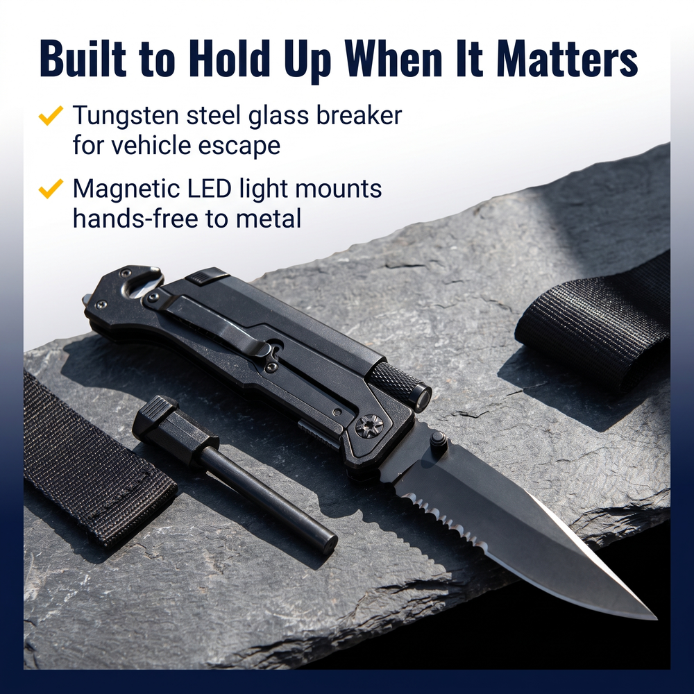 tiger-usa®-5-in-1-steel-folding-pocket-knife-w-led-light-fire-starter-black Built to Hold Up When It Matters