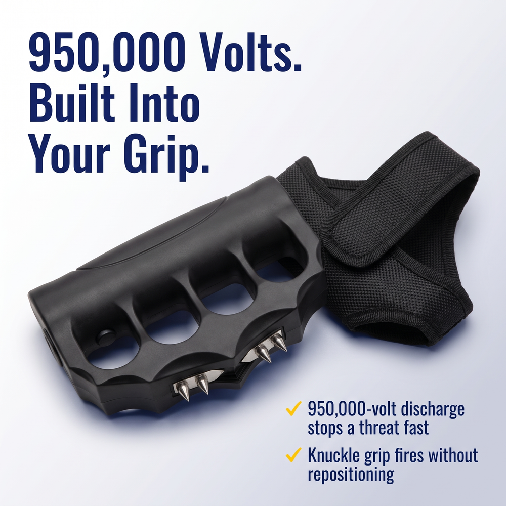zap-blast-knuckles-stun-gun-extreme-w-holster-950k 950,000 Volts. Built Into Your Grip.